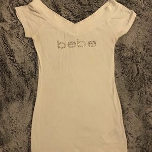 Bebe white shirt with silver bling